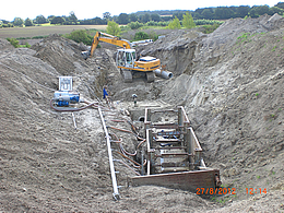 Verlegung DN 500 im Verbau mit Grundwasserabsenkung